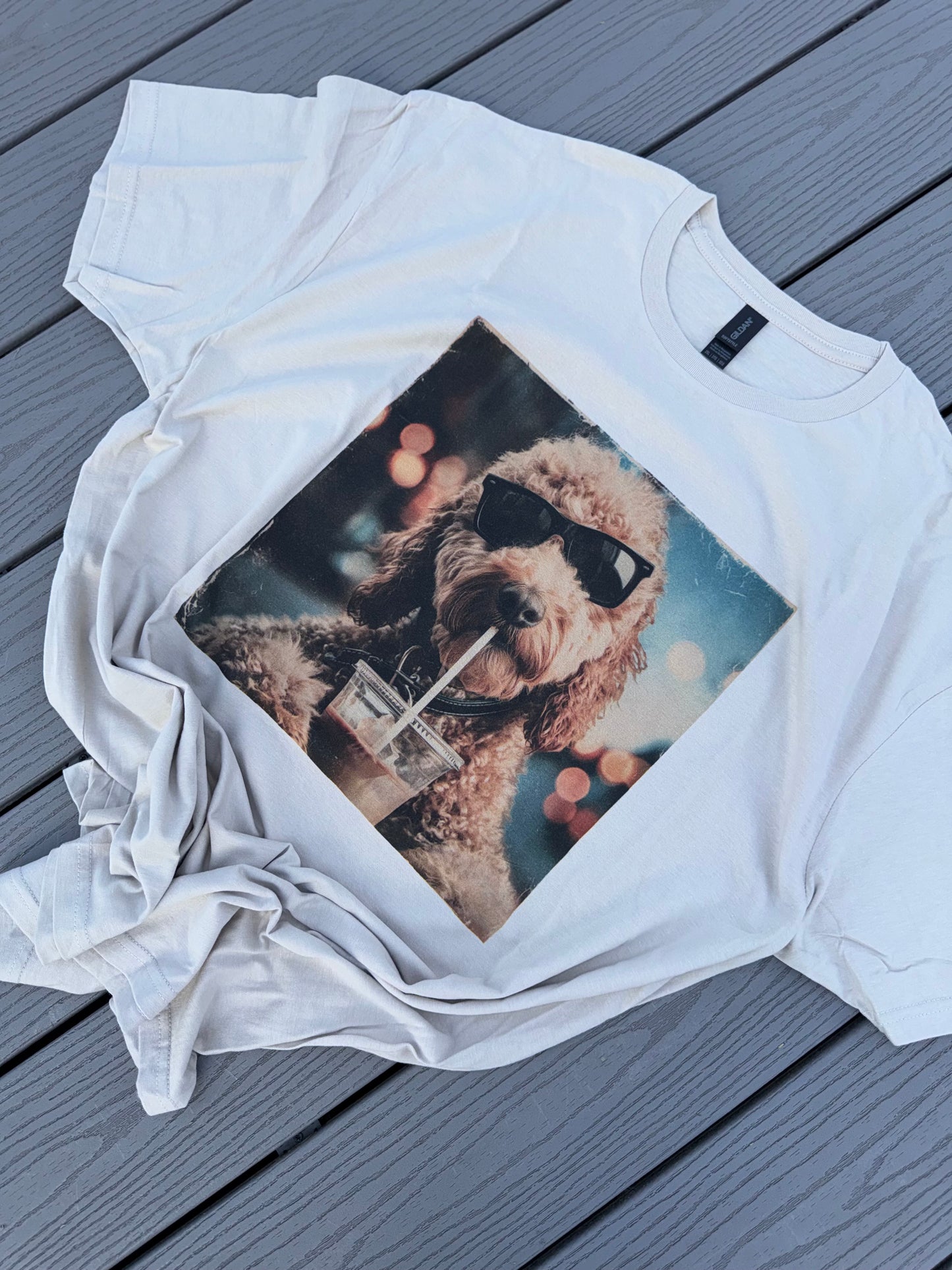 dog drinking coffee